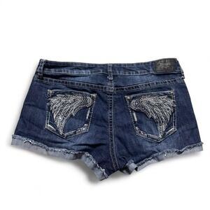ZCO Jeans Premium Mini Y2K Bedazzled McBling Shorts Angel Wings Grunge Country